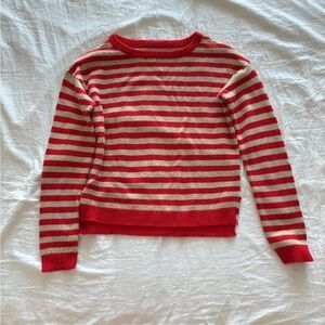 Striped orange and cream beige long sleeve sweater that's